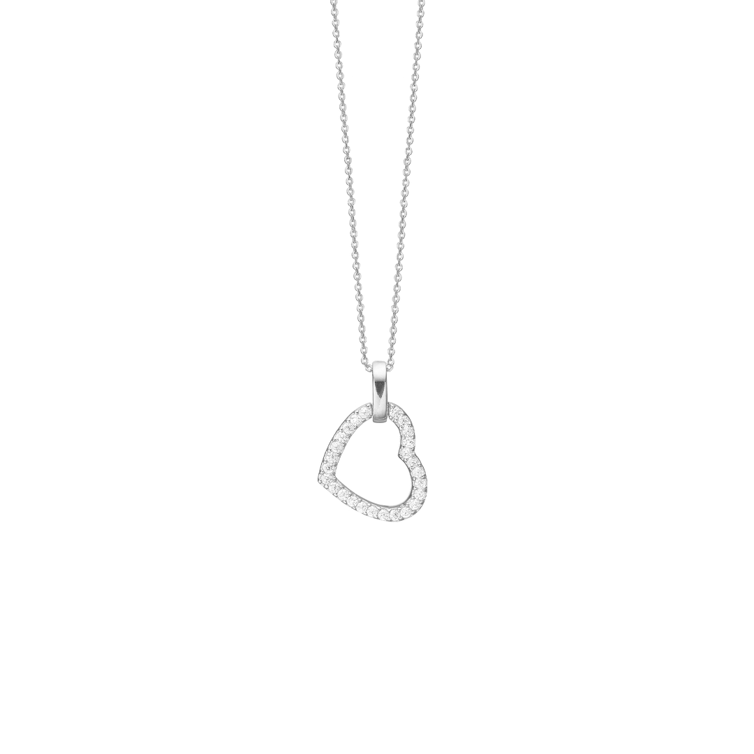 Aagaard - Sølv hjerte halskæde med sten af zirkonia - 1680-s-s71-45