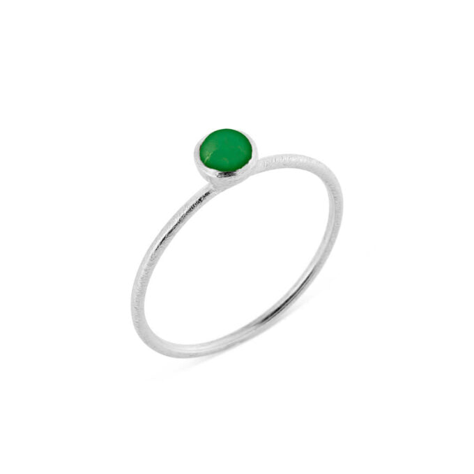 SFB - Sølv ring med grøn agat - 1686-1-102