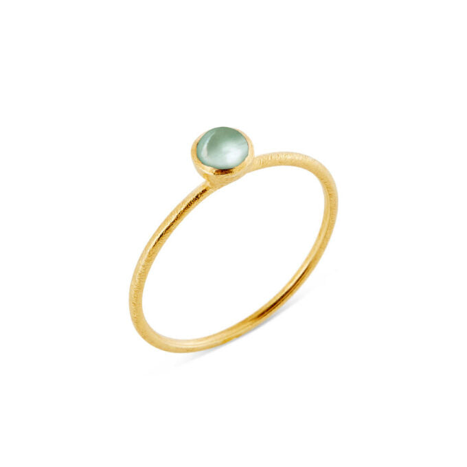 SFB - Guld belagt sølv ring med grøn kvarts - 1686-2-107