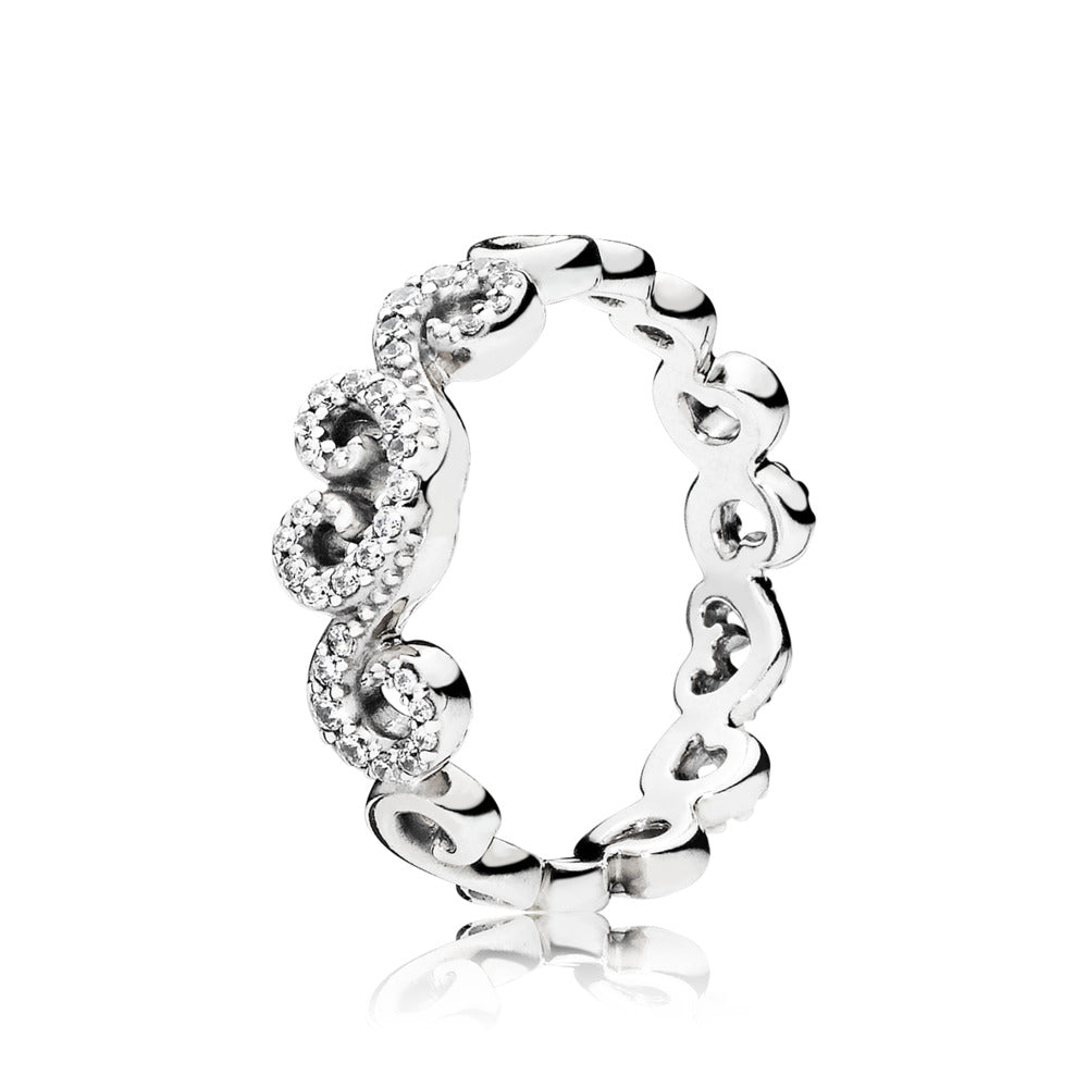 Pandora ring med zirkoner Heart Swrils