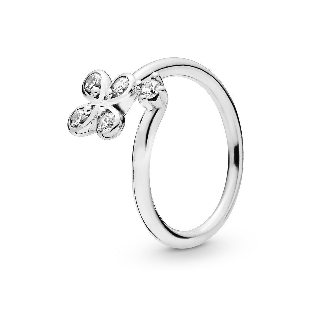 pandora ring med hvide sten blomst