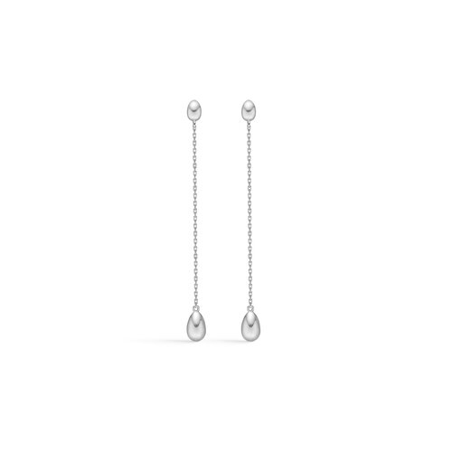 Mads Z - Dangling Ellipse sølv øreringe med kæde - 2110029