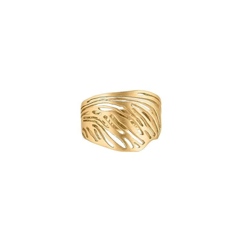 Bred forgyldt ring med mønster fra Blossom Cph.-23619015
