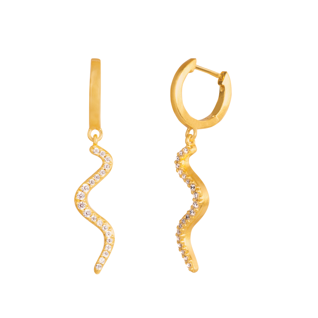 byBiehl - Wave sparkle hoop i 14kt guldbelagt sølv - 4-028a-gp