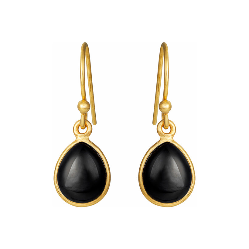 SFB - Ørekrog med sort onyx i guldbelagt sølv - 5249-2-101