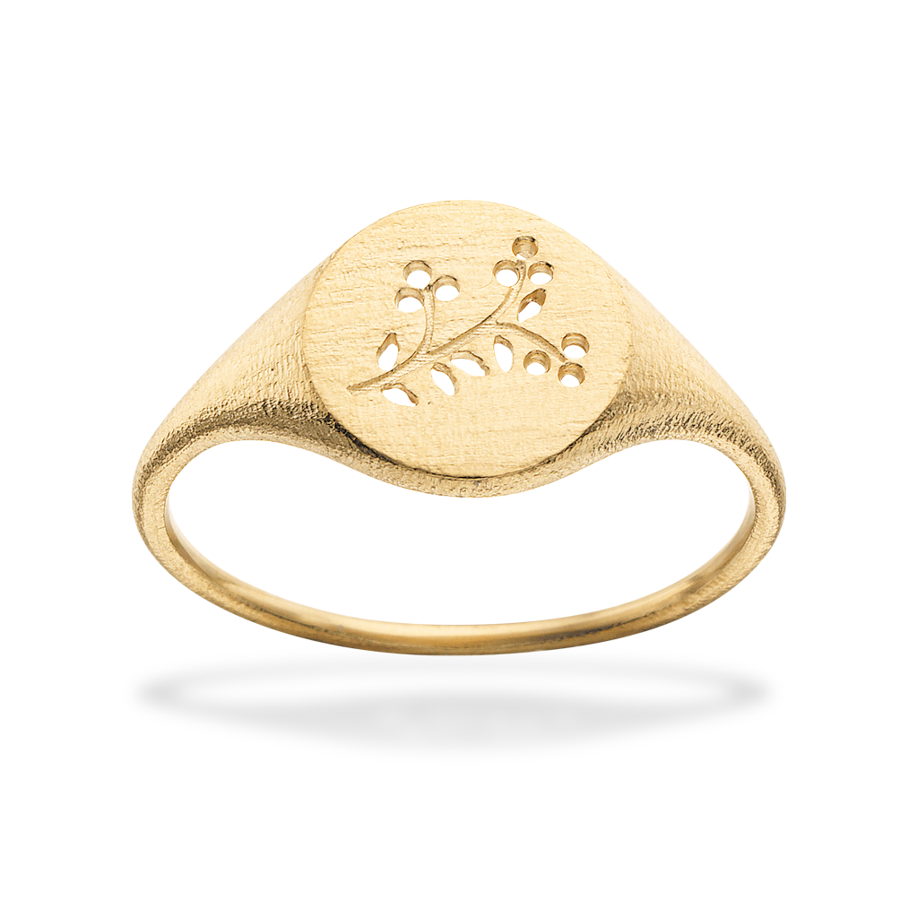 710735- Guld ring Signet med mønster