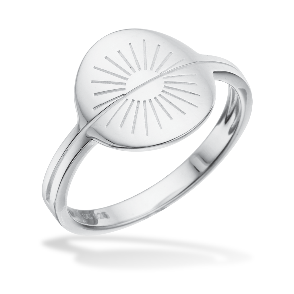 Scrouples - Sølv plade ring med sol - 726342