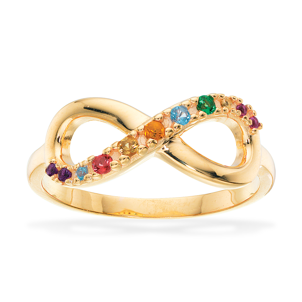 Scrouples - Forgyldt uendeligheds ring med farvede sten - 728182