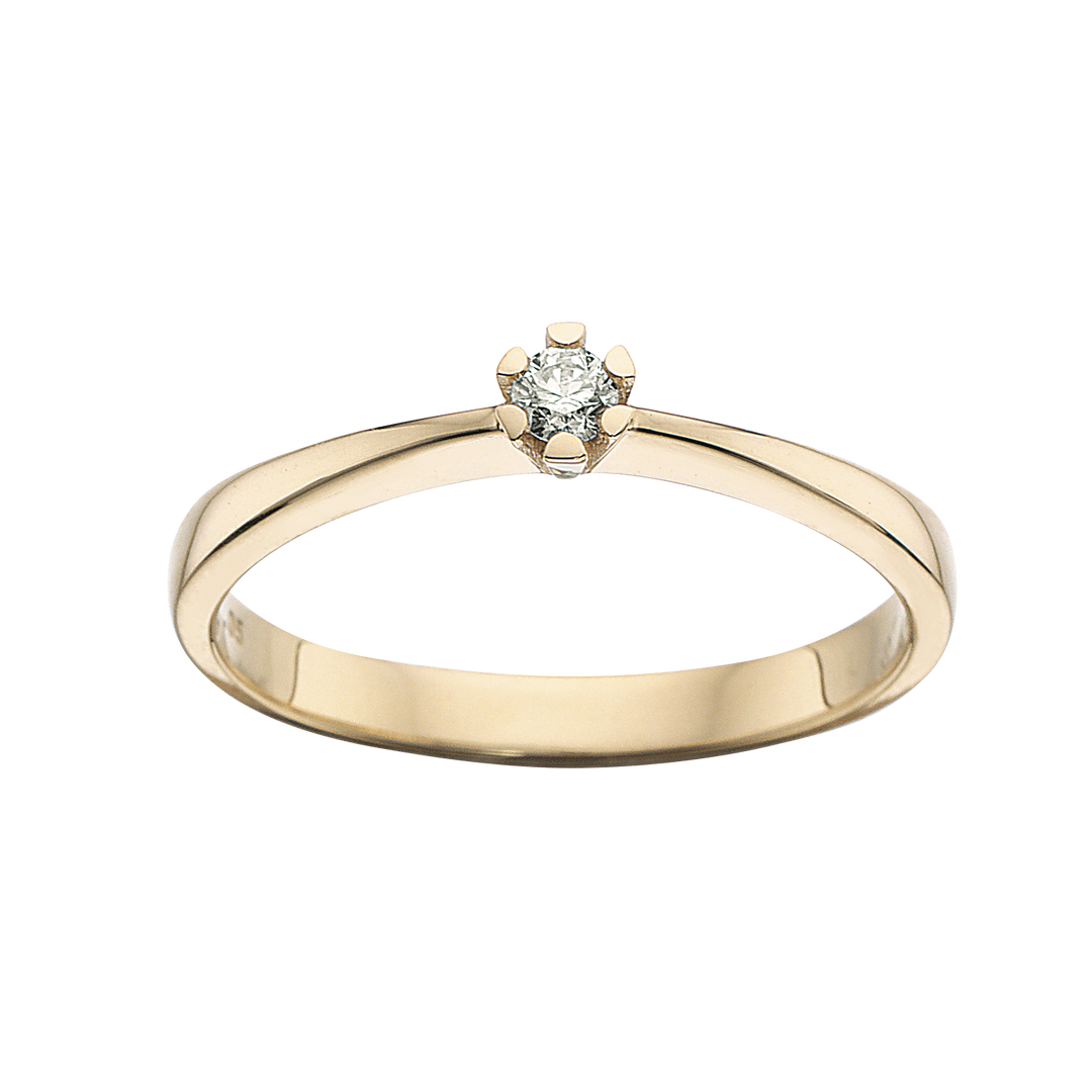 ring vida guld 8kt med diamant brillant solitair scrouples