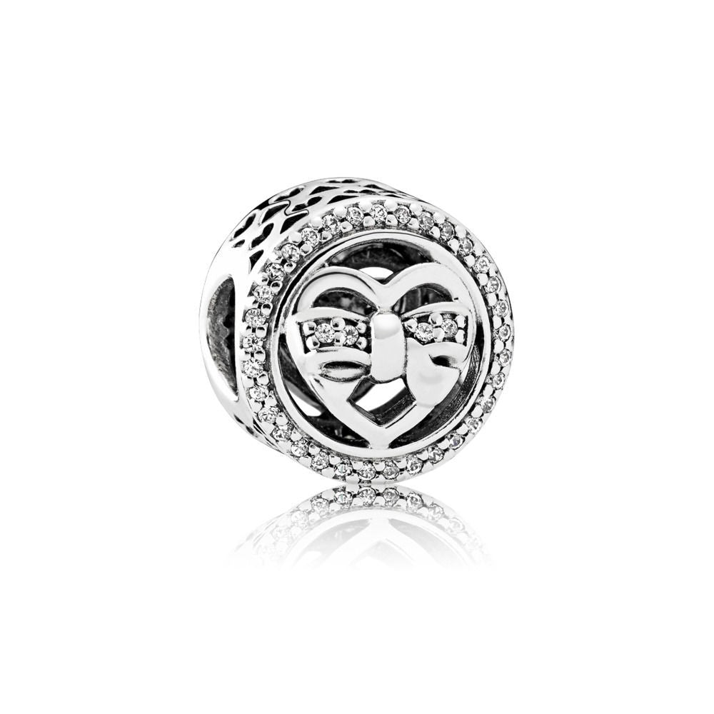 Love ties kærlighed hjerte sløjfe sten zirkonia Pandora led vedhæng charms charm 792146CZ