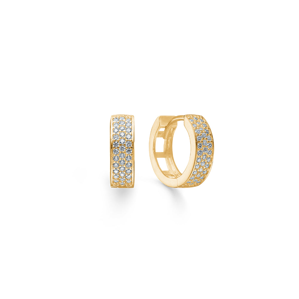 Mads Z - Rio 8kt. guld creoler med 3 rækker sten, 13mm - 8317138