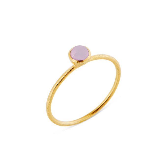 SFB - Guld belagt sølv ring med lyserød krystal - 1686-2-112