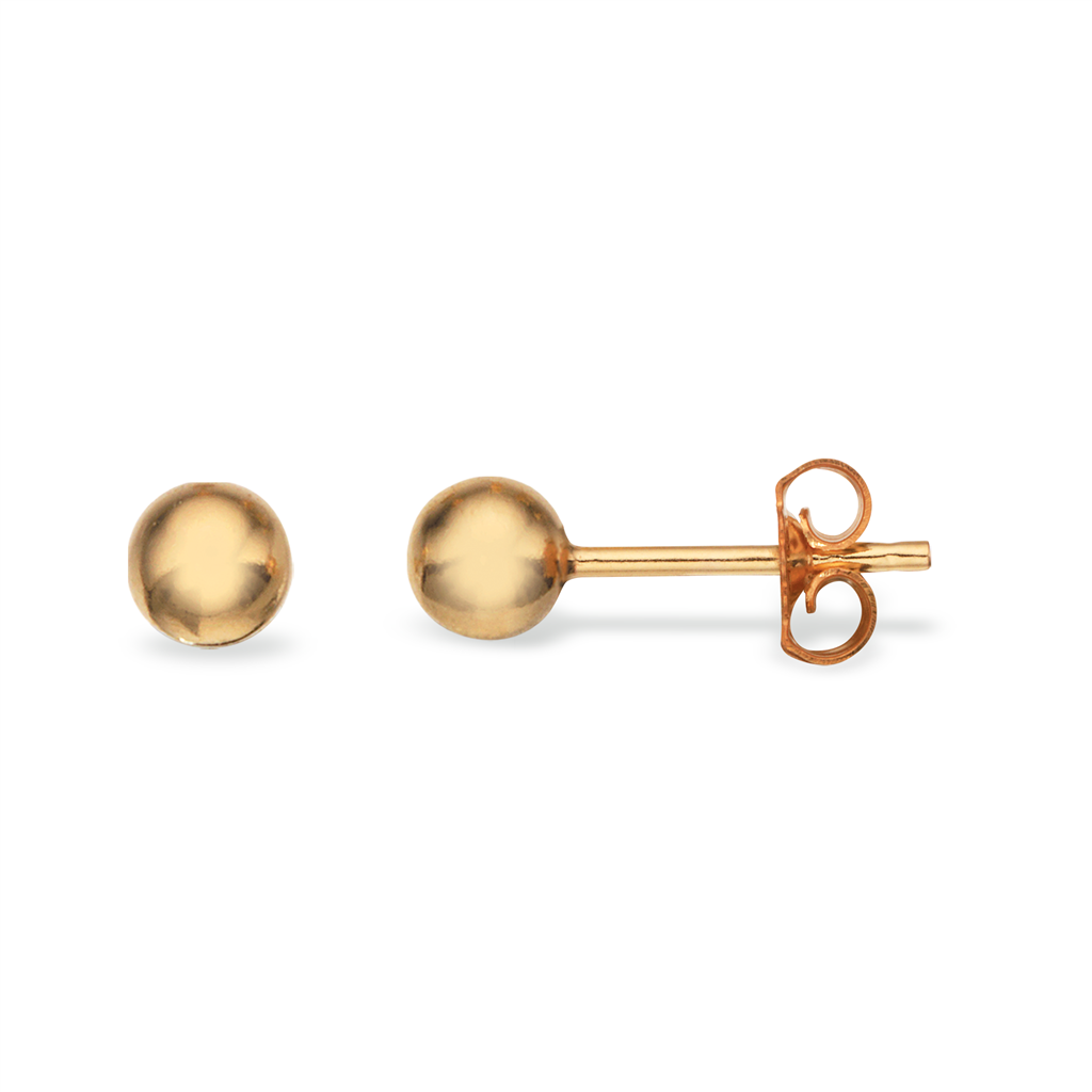 Scrouples - 14 karat guld kugle ørestikker, 5mm - 9375