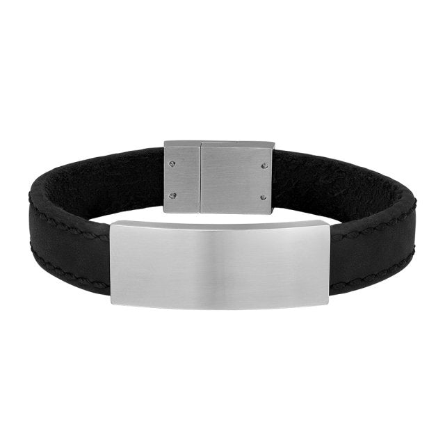 SON herre armbånd i glat sort kalveskin - 897017-Black