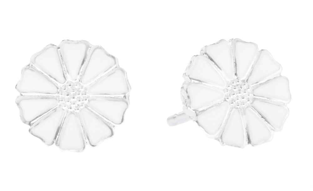 909075-4-h - Margueritte øreringe 7,5mm hvid emalje