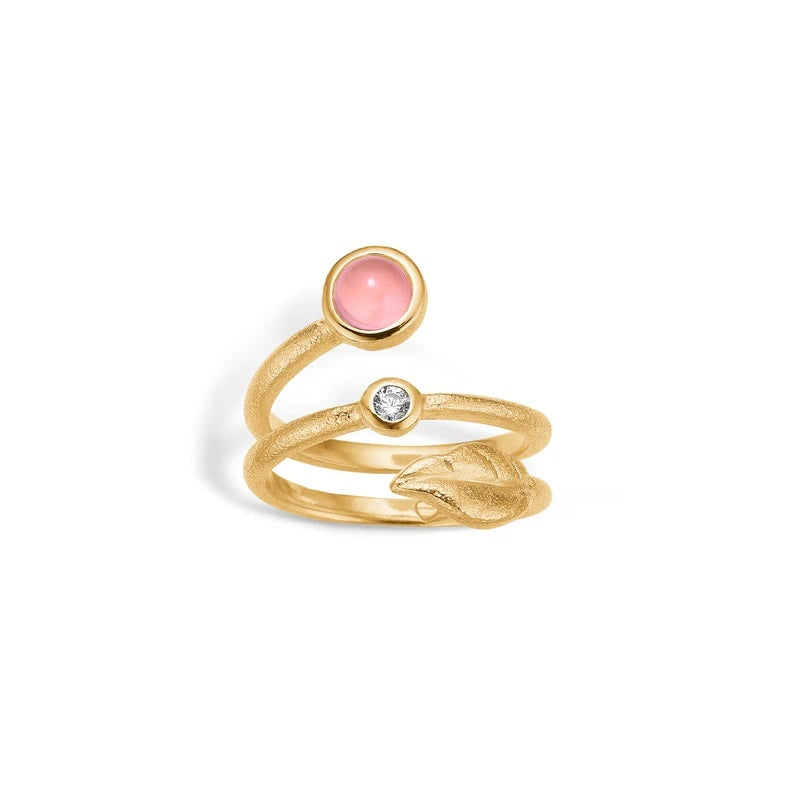 Forgyldt ring med rosakvarts fra Blossom-23631523-56