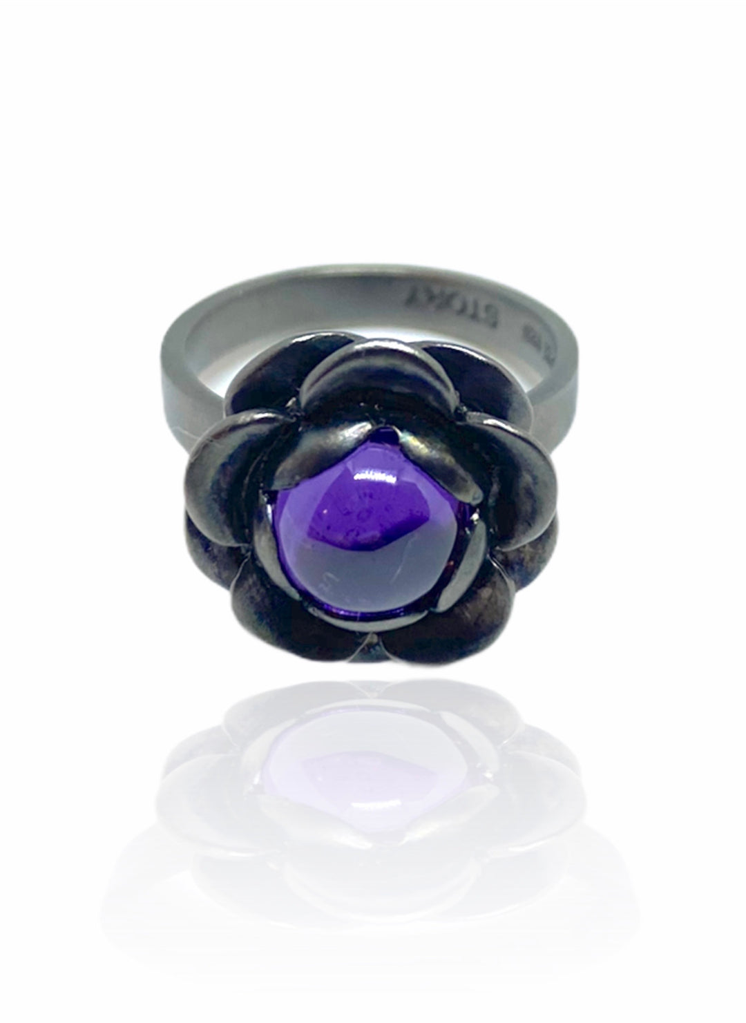 K&Z - Blomster story ring med cabochon slebet sten
