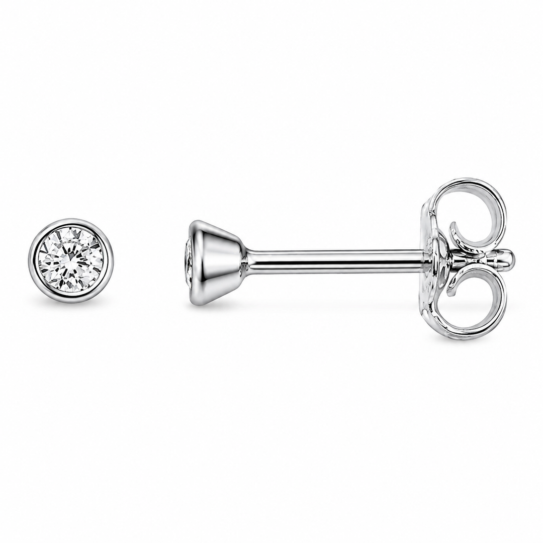 Scrouples - Sølv øreringe med klare zirkonia sten, 2,5mm - 112022s