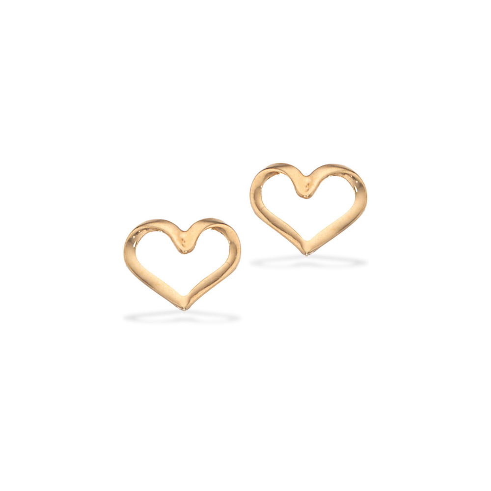 Scrouples - Åbent hjerte ørestikker i 8 kt. guld, 5x4 mm- 120153s