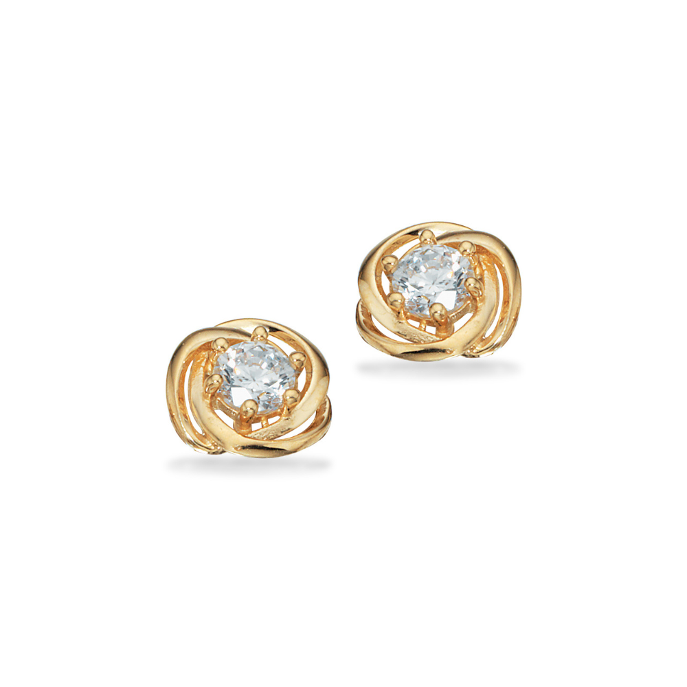 Scrouples - 8 kt. ørestikker med organisk spiral design og zirkonia - 120683