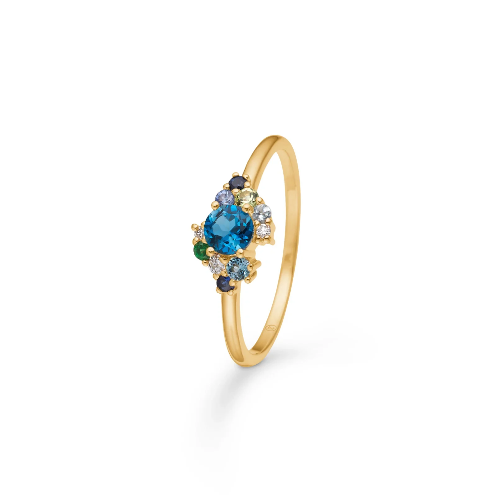 Mads Z - Four Seasons Winter Petite 14 kt. guld ring med topas og safir - 1546027
