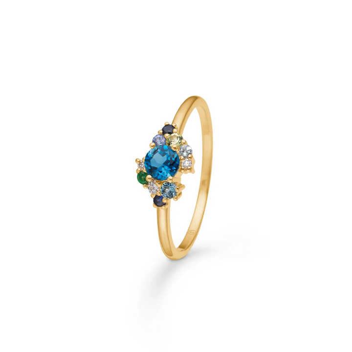 Mads Z - Four Seasons Winter Petite 14 kt. guld ring med topas og safir - 1546027