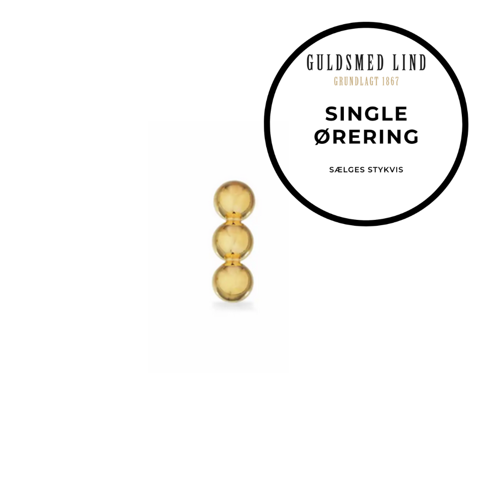 Scrouples - Guldbelagt ørestik med blank poleret kugler, single - 160332-1