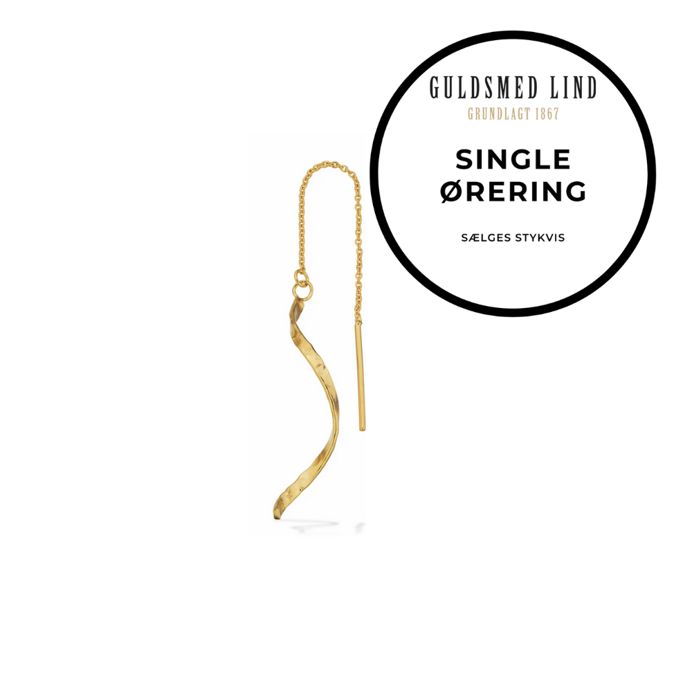 Scrouples - Guldbelagt ørehænger med swirl vedhæng, single - 160462-1