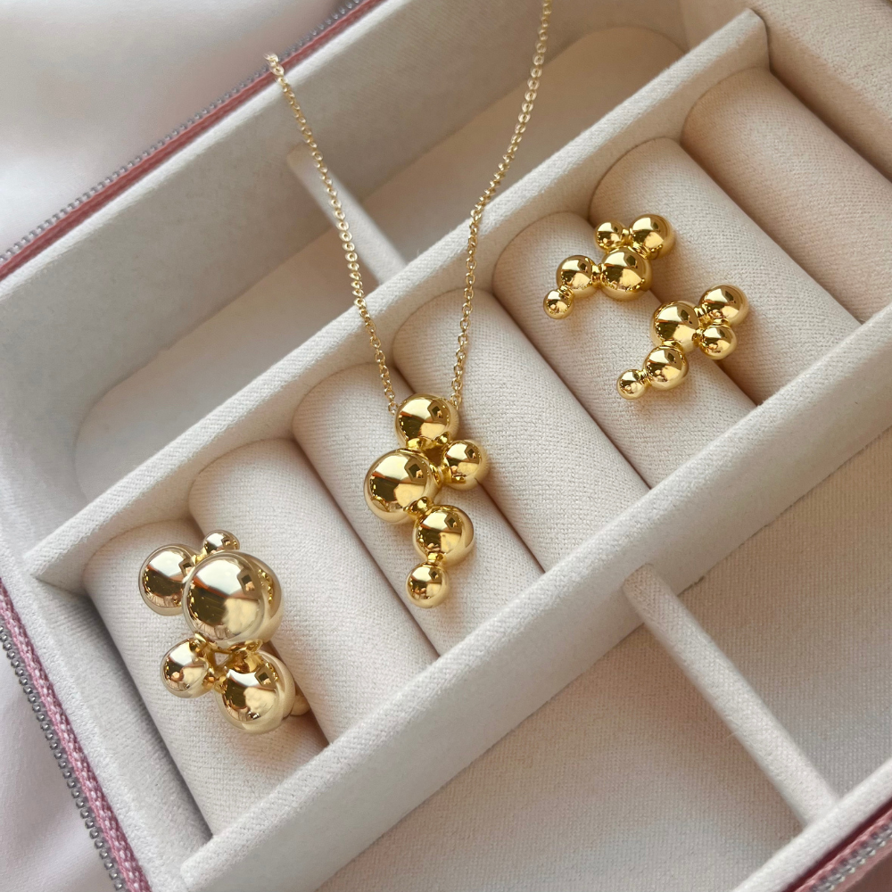 Scrouples - Blank poleret kuglering i guldbelagt sølv - 731102