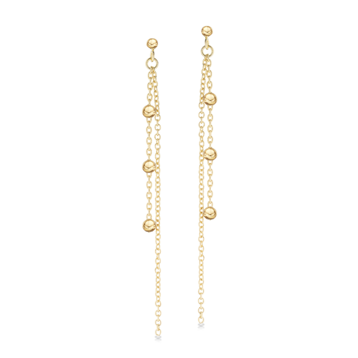 Scrouples - Forgyldte kæde ørehængere med kugler - 162822