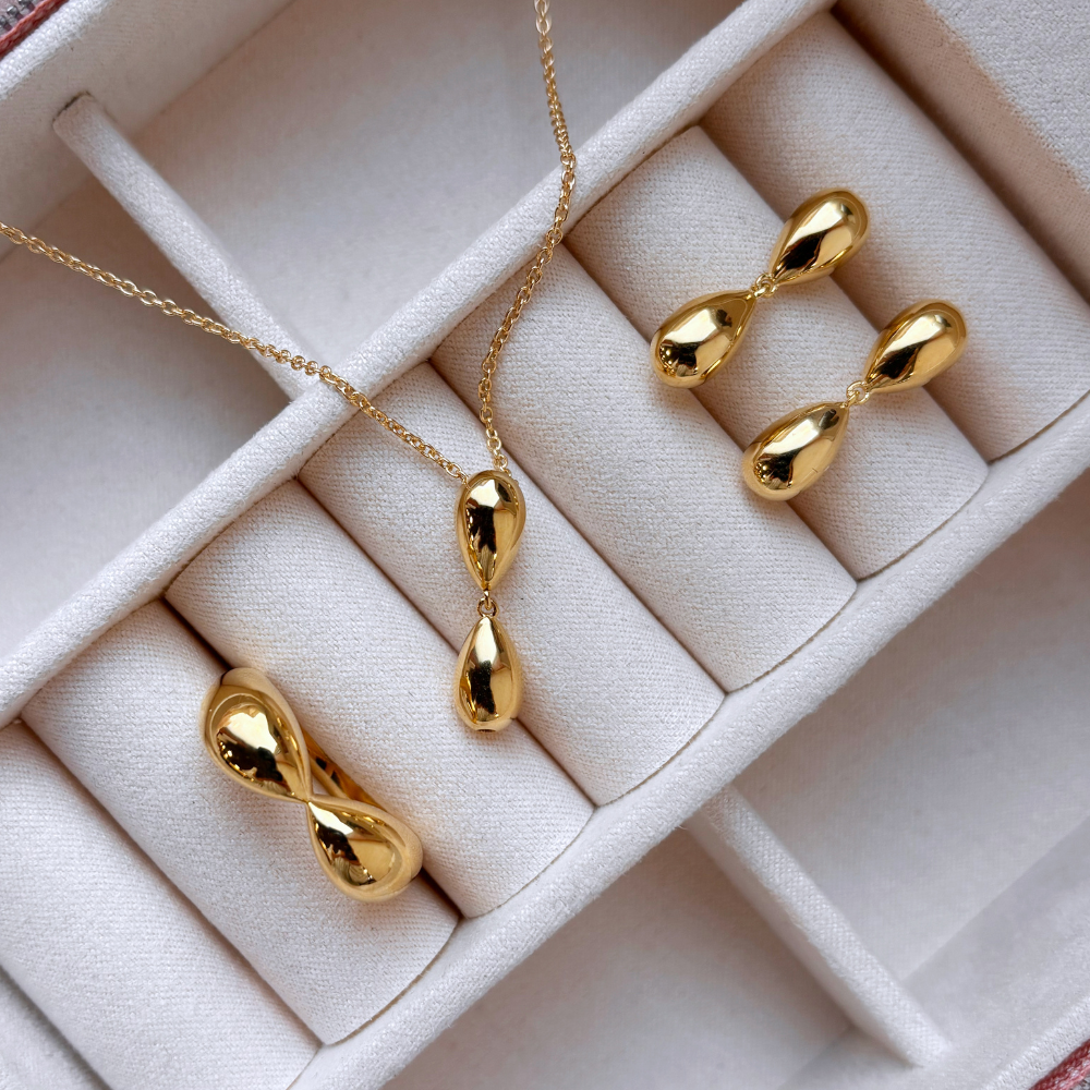 Scrouples - Tear Drop ring i Guldbelagt sølv  - 730092