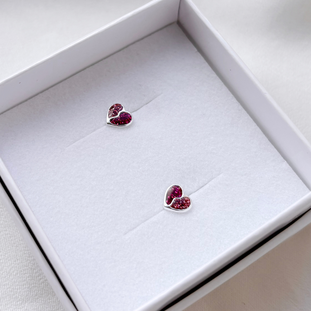 Scrouples - Girls sølv øreringe med hjerte og pink zirkonia - 164932