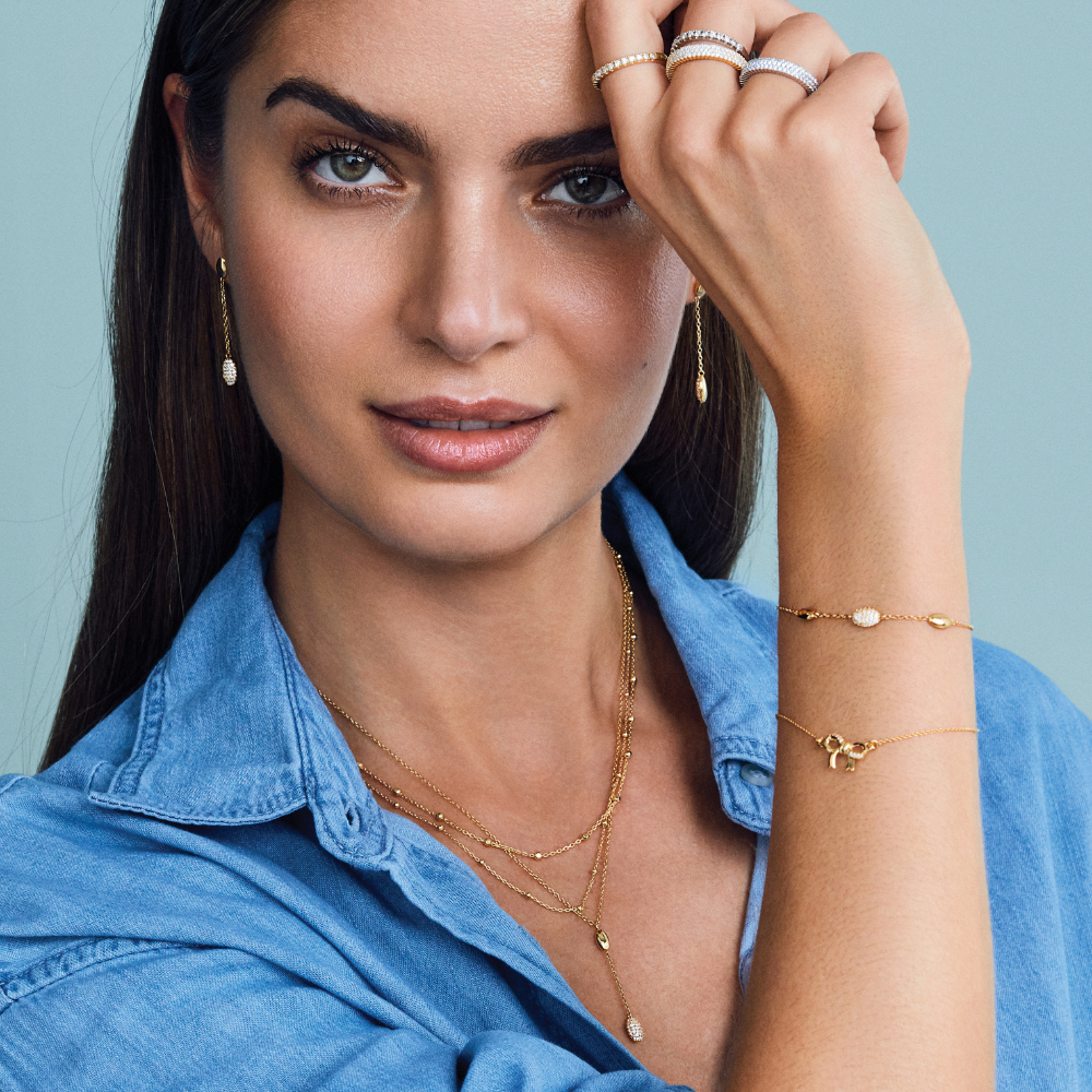 Scrouples - Forgyldt sølv armbånd med kugler og zirkonia - 300342a,m