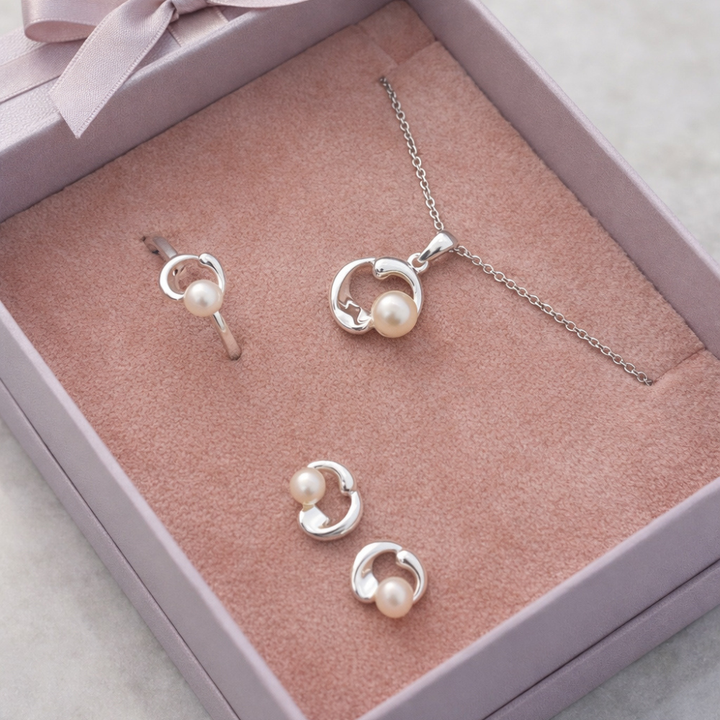 Scrouples - cirkel ring i Sterling sølv med ferskvandsperle - 730872