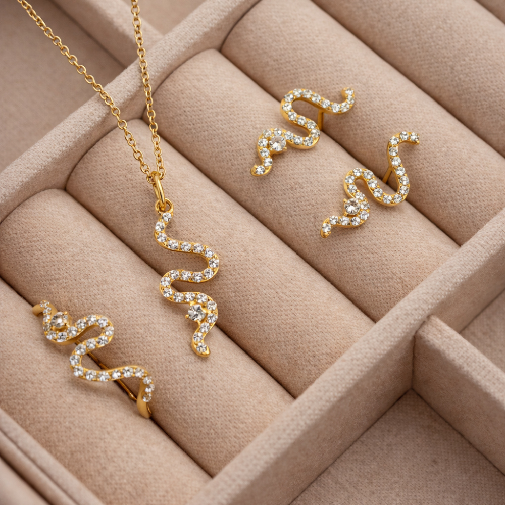 Scrouples - Slange ring med zirkonia i guldbelagt sølv - 731132