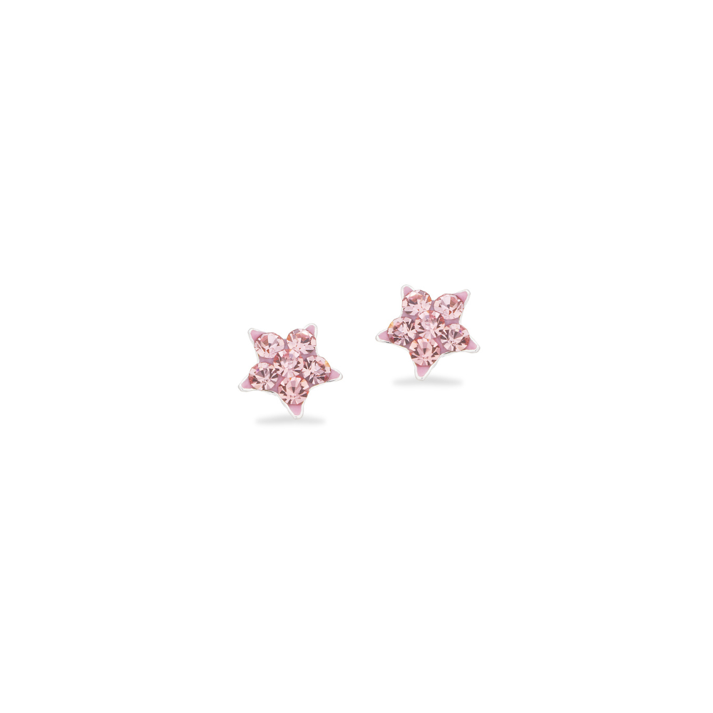 Scrouples - Stjerne ørestikker med pink zirkonia i sølv - 166692
