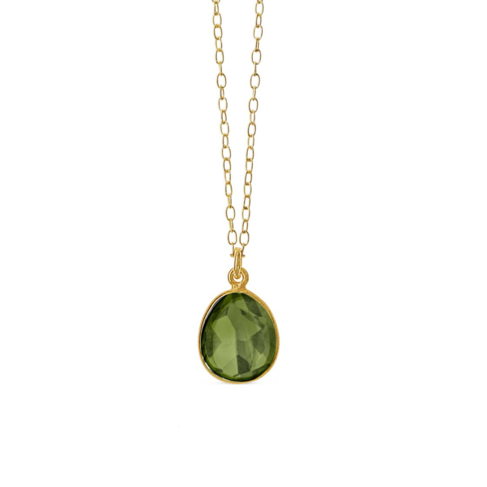 SFB - Halskæde i forgyldt med olivengrøn krystal, 11x13mm - 1816-2-231