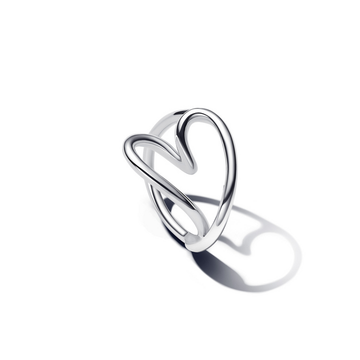 Pandora - Organisk formet hjerte ring i sølv - 193288c00