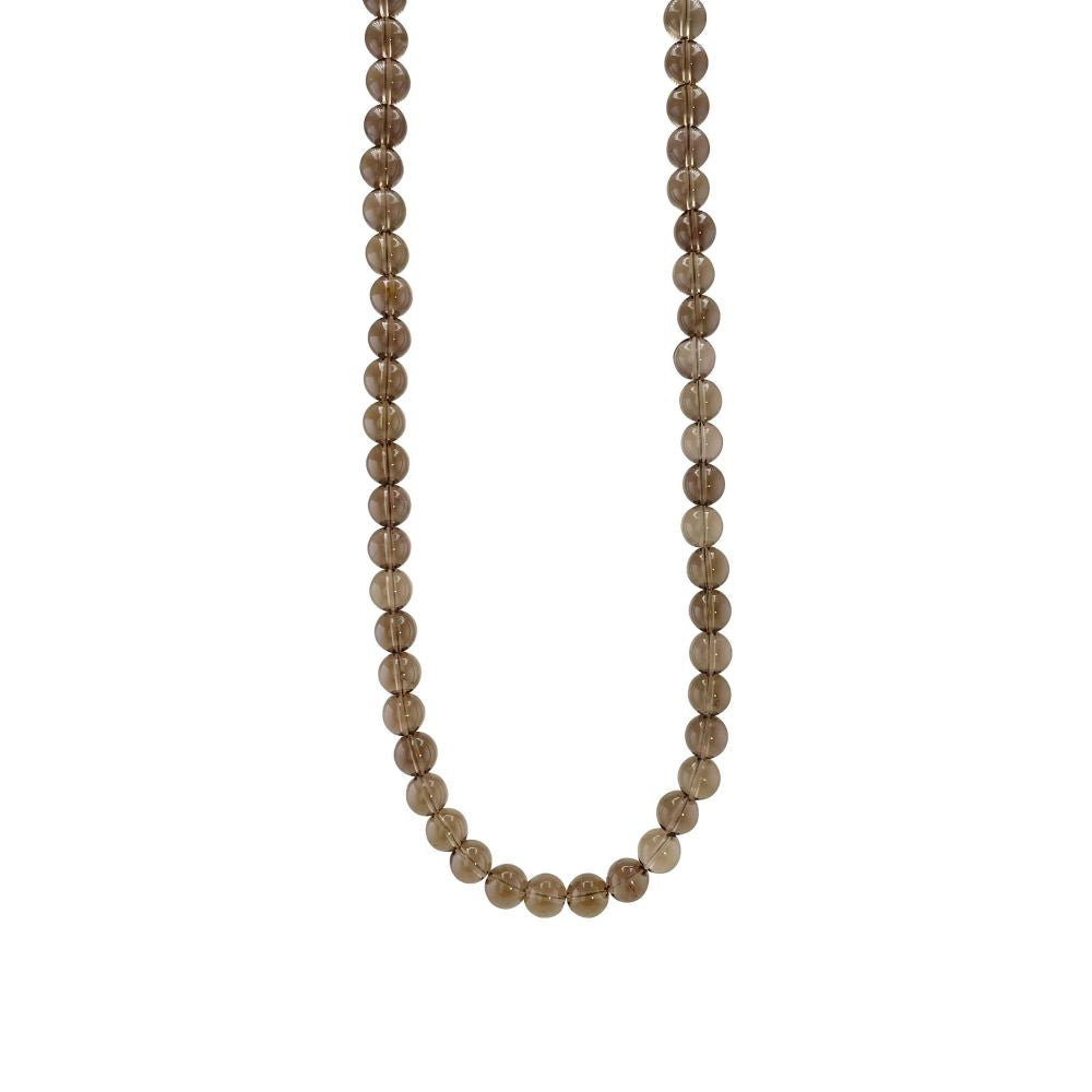 SFB - Røgkvarts halskæde med runde perle på 8mm - 1936-2-108