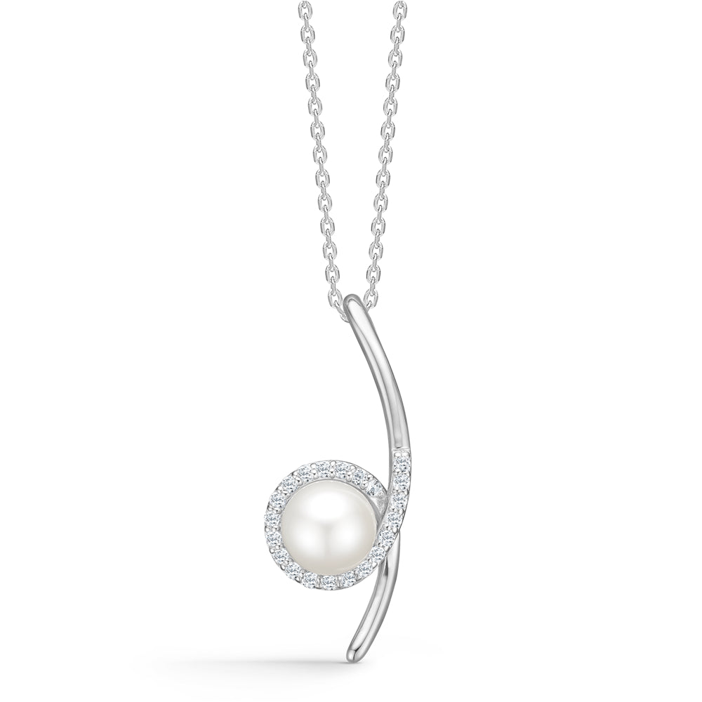 Mads Z - Kimberly sølv halskæde med topas og kulturperle vedhæng - 2123055