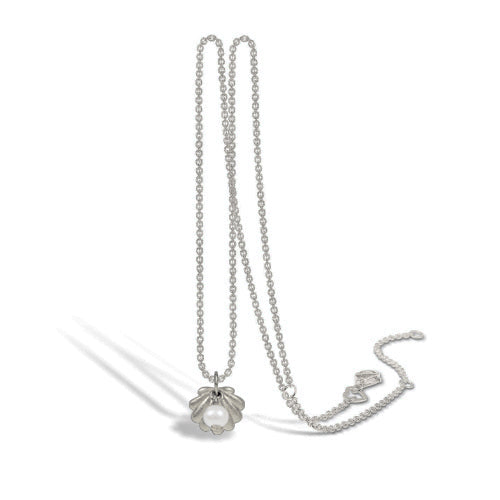 Blossom - Sey Shell Sølv halskæde med musling vedhæng samt perle - 21331665-45