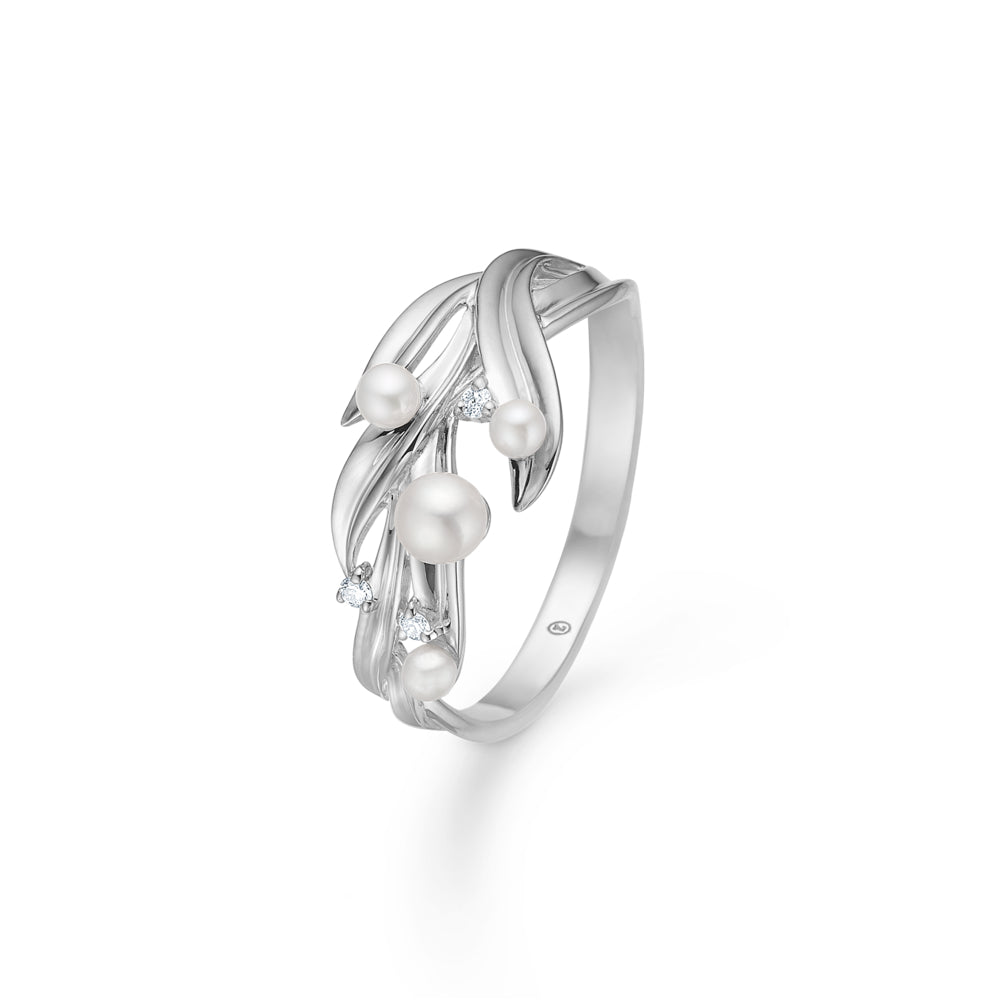 Mads Z - Morning dew sølv ring med safir og kulturperler - 2143087