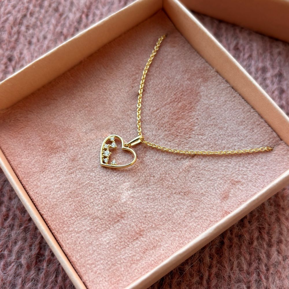 Srouples - Guld 8kt vedhæng hjerte med sten - 212683