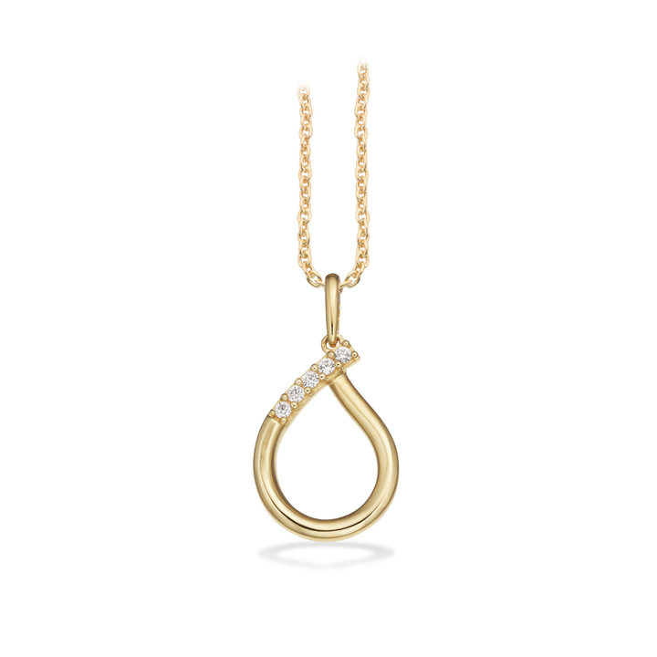Scrouples - 8 karat guld dråbeformet vedhæng med zirkonia - 215713