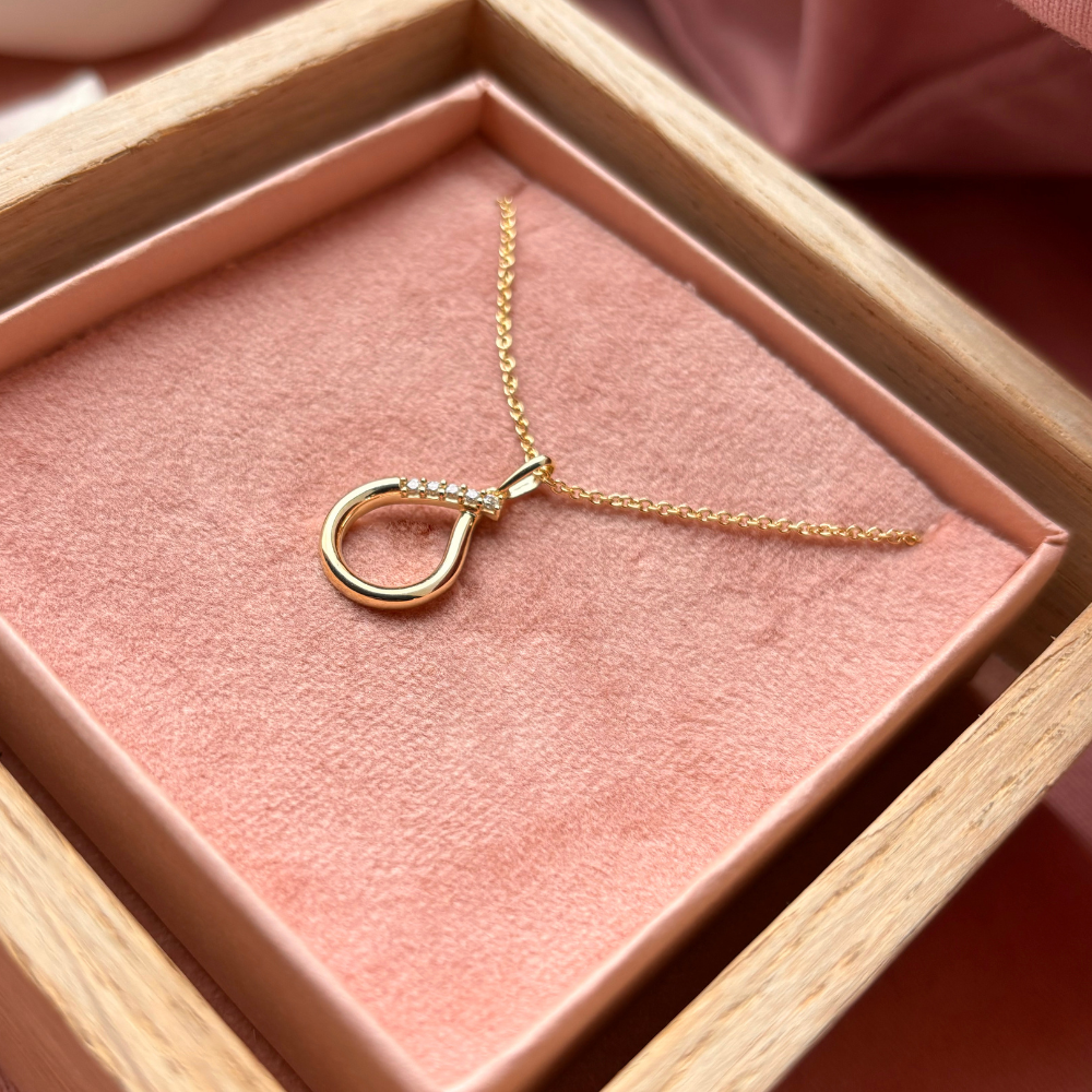 Scrouples - 8 karat guld dråbeformet vedhæng med zirkonia - 215713