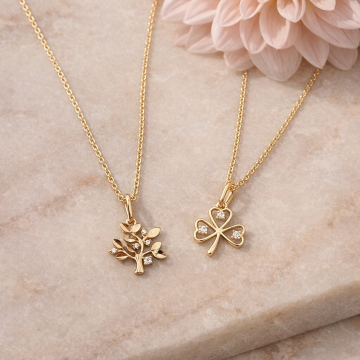 Scrouples - Tre kløver 8 karat guld vedhæng med sten af zirkonia - 216193