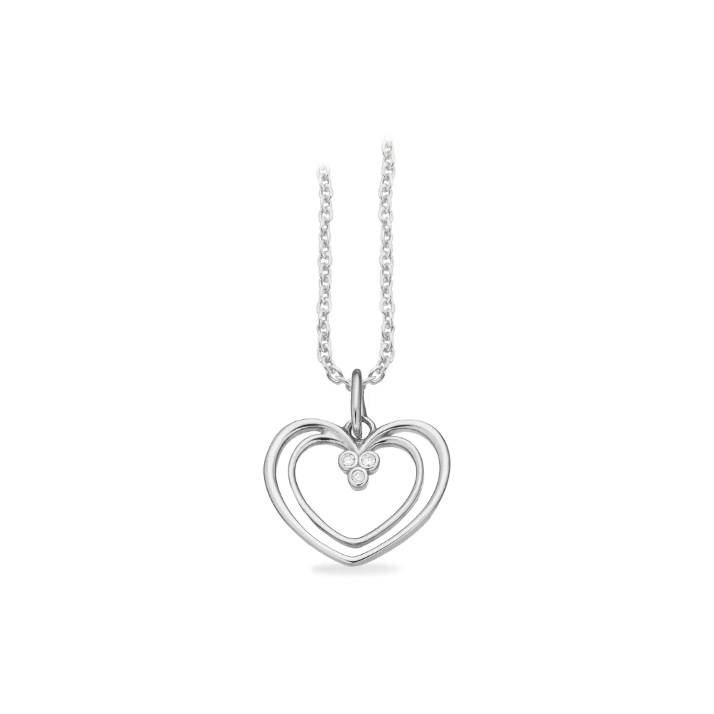 Scrouples - Hvidguld dobbelthjerte vedhæng med 0,015ct diamanter - 216624