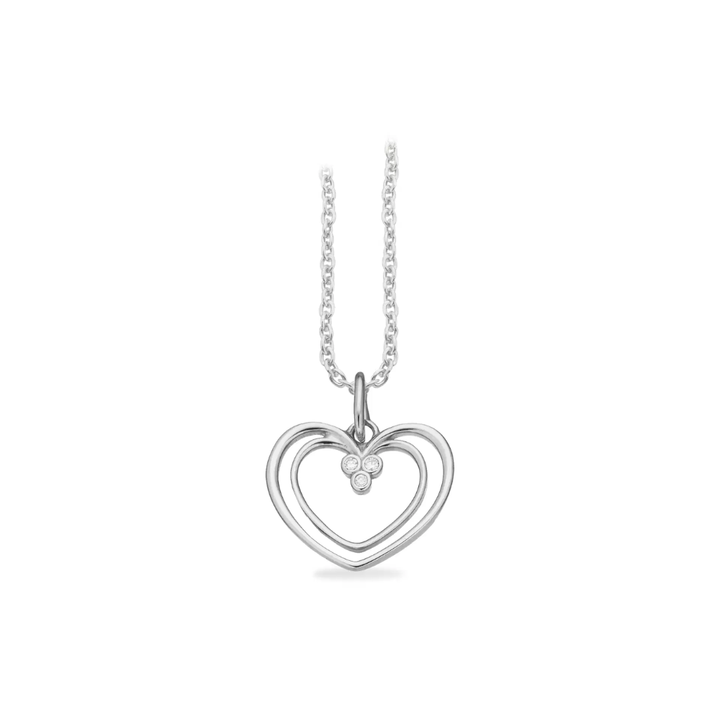 Scrouples - Hvidguld dobbelthjerte vedhæng med 0,015ct diamanter - 216624