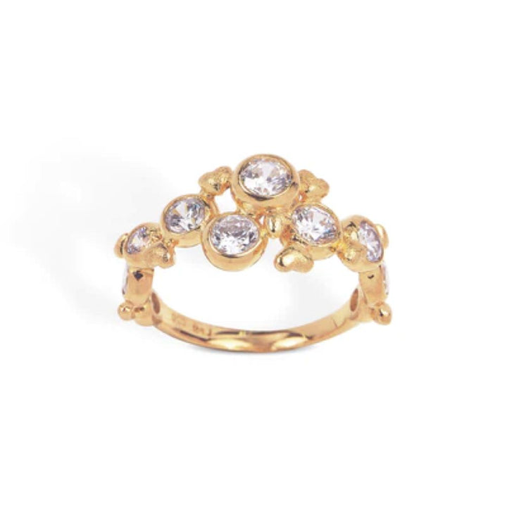 Blossom - Radiance forgyldt sølv ring med sten og hjerter - 23621627