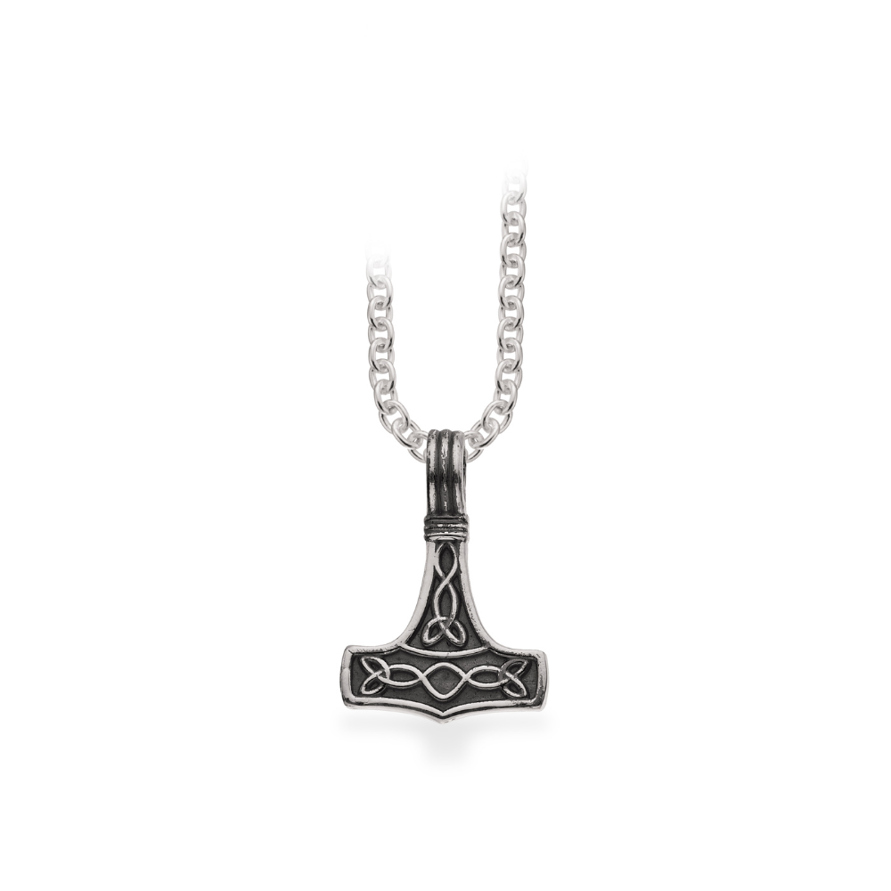 Scrouples - Oxyderet sølv halskæde med Thors hammer, 22x13 mm - 237872s